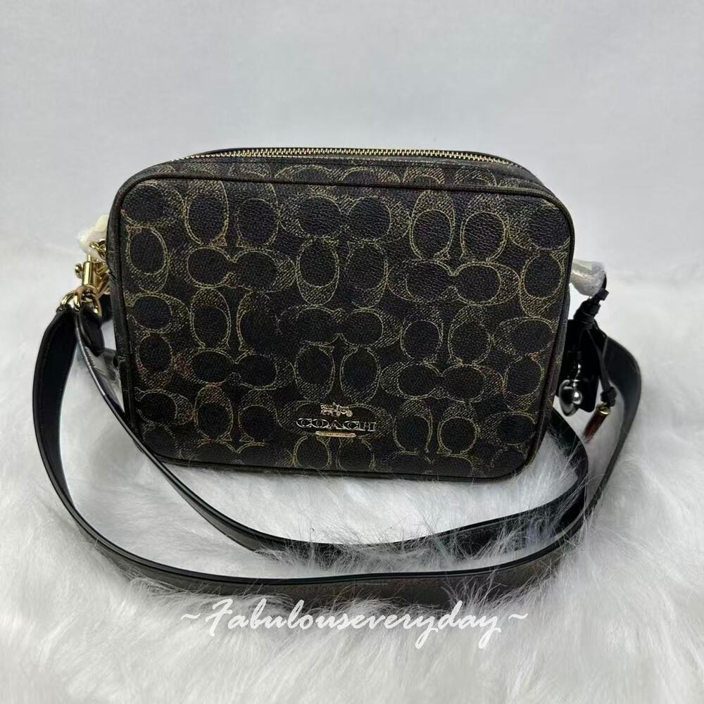 Coach Carey Crossbody Bag In Loved Signature Canvas With Charms Brown CEK68 NWT